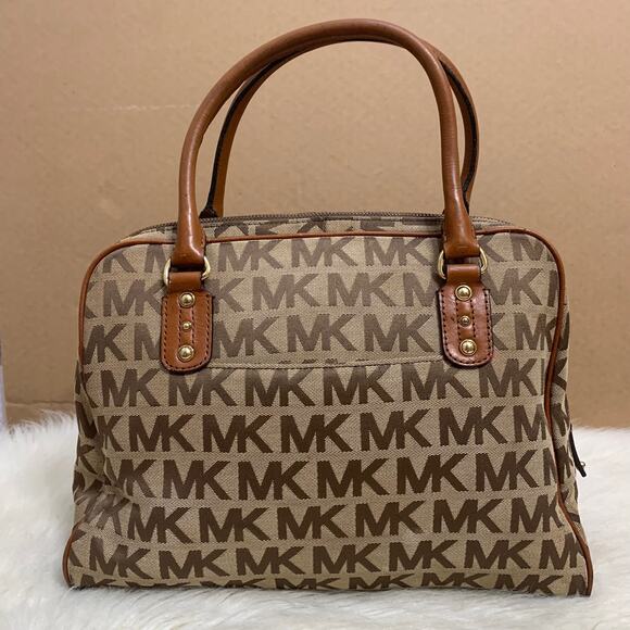 MICHAEL KORS Large Khaki/Acorn Signature BEDFORD Dome Satchel w/XB Strap - Picture 3 of 16